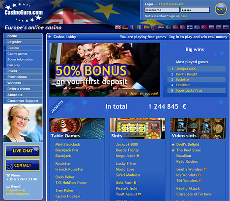 Visit Euro Online Casino and Play Free Games Now!!!